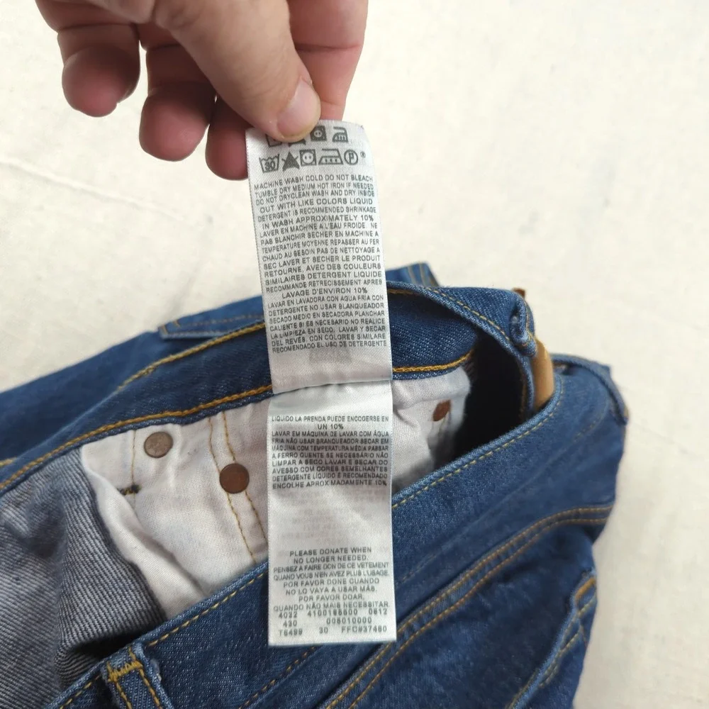 Levis 501 Jeans  Mens 38x32 Blue Button Fly Western Faded Classic American Hem